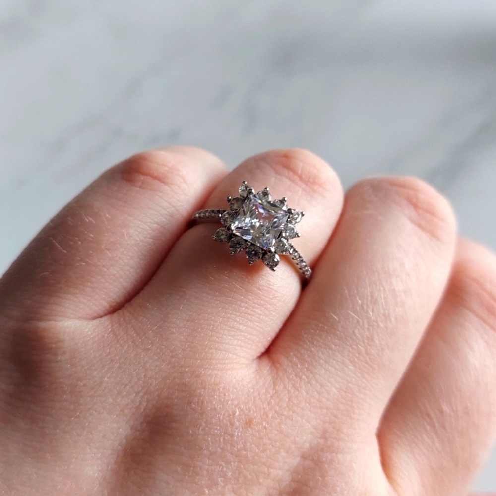 Unique Diamond Statement Ring 925 Sterling Silver Ring